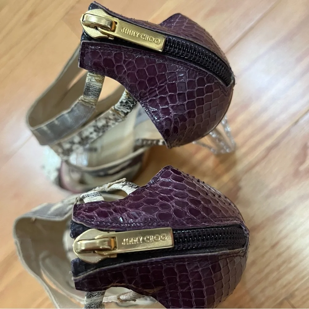 Jimmy Choo Multi Color Python and Lizard Cyndi Lucite Rhinestone Heels - Picture 11 of 15